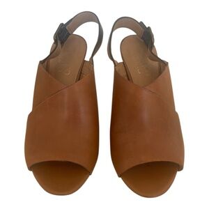 EUC!!Franco Sarto Brown Leather Slingback, Open-Toed Booties, Size 6.5